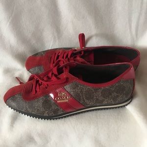 Coach red and brown sneakers